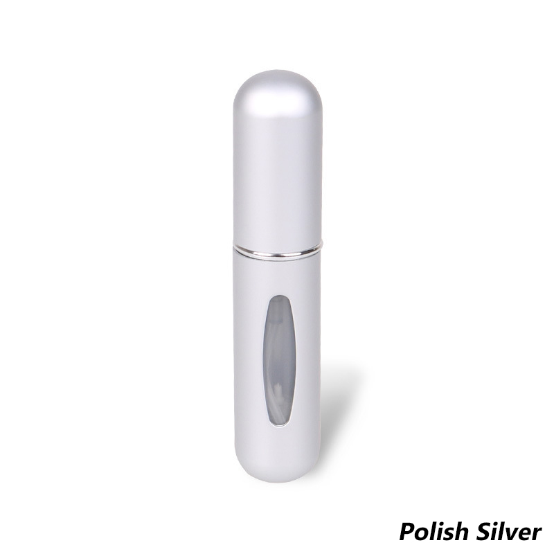 Wielokrotnego napełniania Mini Spray do perfum butelka aluminiowy rozpylacz przenośna kosmetyczka podróżna pojemnik perfumy butelka przechowywanie w domu: Polish Silver
