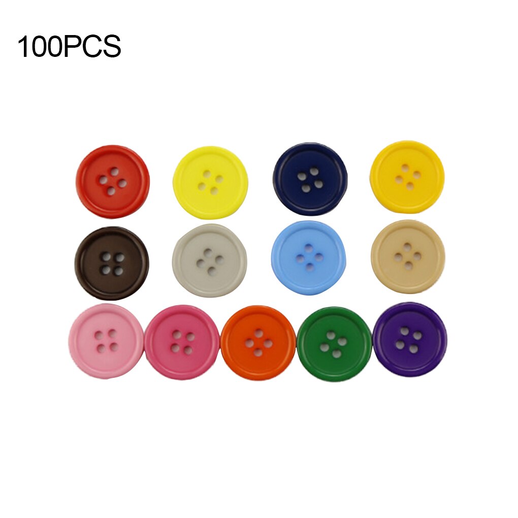 100 Stuk Kleurrijke Naaien Knoppen Plastic Gemengde Kleur Diy Ronde 4-Gaten Naaien Scrapbooking Knoppen