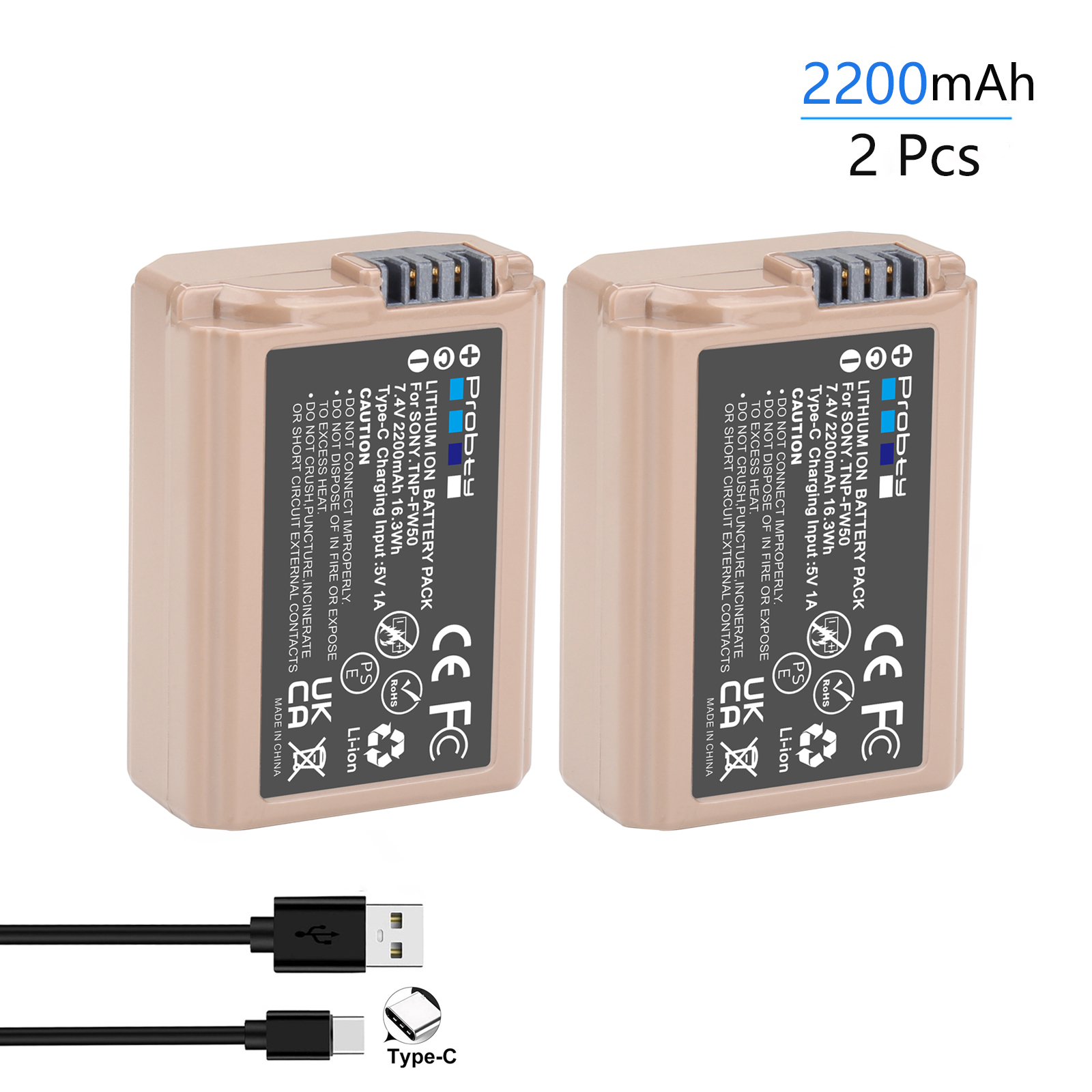 Nueva actualización de batería NP-FW50 NPFW50 de 2200mAh para Sony ZV-E10, Alpha A6400 A6000 A6300 A6500 A5100 A7 A7II A7RII A7SII A7S A7S2 A7R: Negro