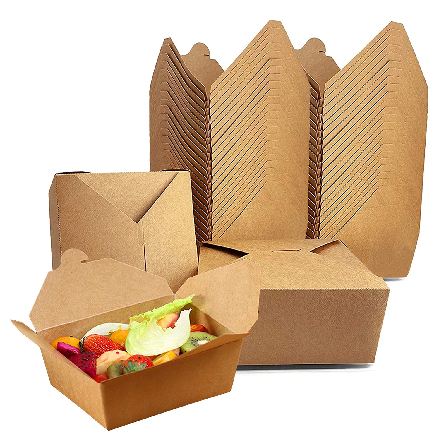 Nehmen Boxen Container Papier Mikrowellen Karton Lunchbox Einweg Kraft Braun zu Gehen Kasten Einweg 67,5 Unzen (25 Pack)