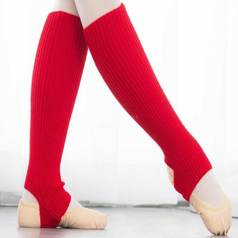 1 Pair Women Girls Ballet Dance Stirrup Leg Warmers Ribbed Knitted Solid Color Toeless Latin Knee High Socks Sleeves