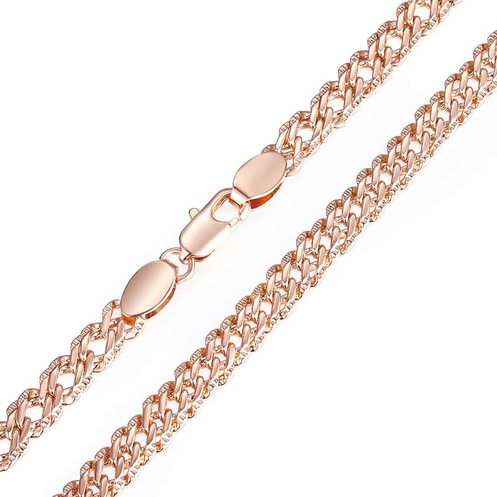 Rose Gold Necklace for Women Cuban Link Chain 585 Rose Gold Filled Womens Necklaces Chain Jewelry 5mm 50cm 55cm 60cm DLGN453