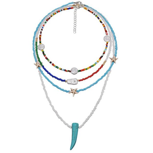 Collana di perline multistrato Boho nuovo Design moda semplice vendita calda etnica semi di spiaggia collana di corno per regalo donna: A