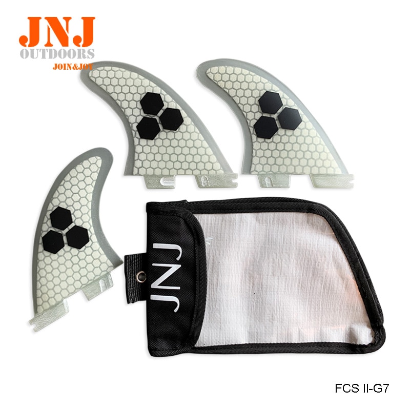 Aletas de tabla de surf FCS II G7 L de JNJ fcs 2 aleta de empuje grande hecha por fibra de vidrio y panal de abeja con bolsa resistente