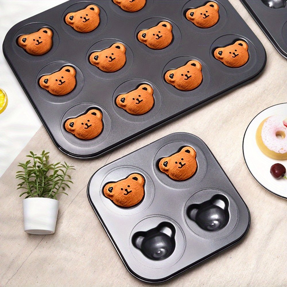 1PCS Bär Backform 4 Hohlräume Cartoon Backblech Nicht-stick Carbon Stahl Tablett DIY Dekorative Cookies Backen küche Werkzeuge
