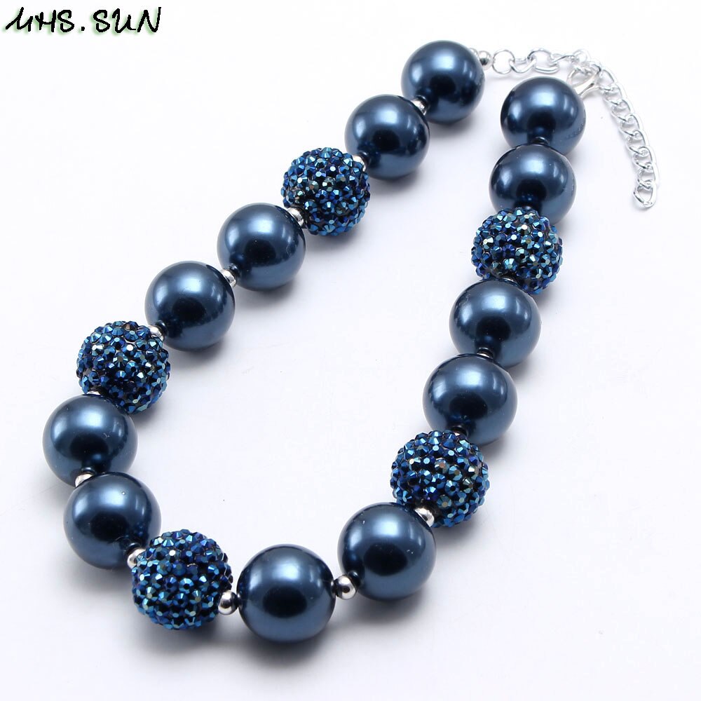 MHS.SUN 1PC baby chunky beaded necklace girls pearl jewelry charm colors bubblegum beads necklace choker for kids: 17