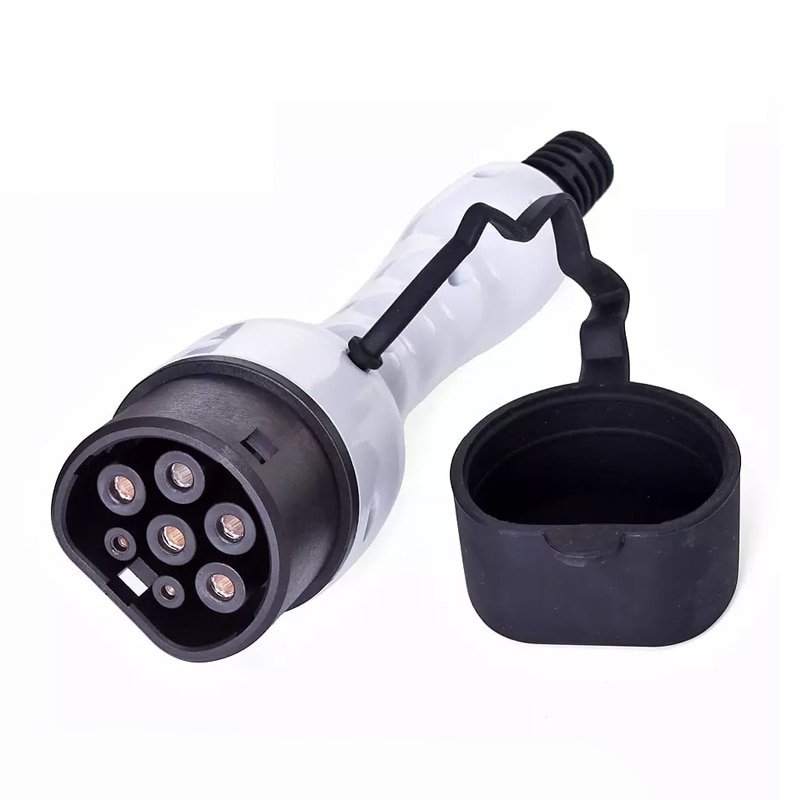 Adaptador de enchufe tipo 2 para coche eléctrico, conector IEC 62196 Mennekes 32A 16A, 3 fases, 1 fase única, hembra, estilo europeo