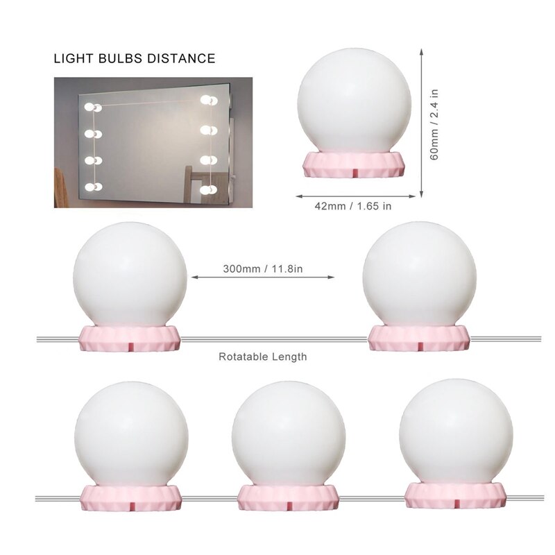 Led meikkipeilin polttimot valo led valo 10 polttimo 12v himmennettävä painosäädin diy lipaston valaistus peilipöytään