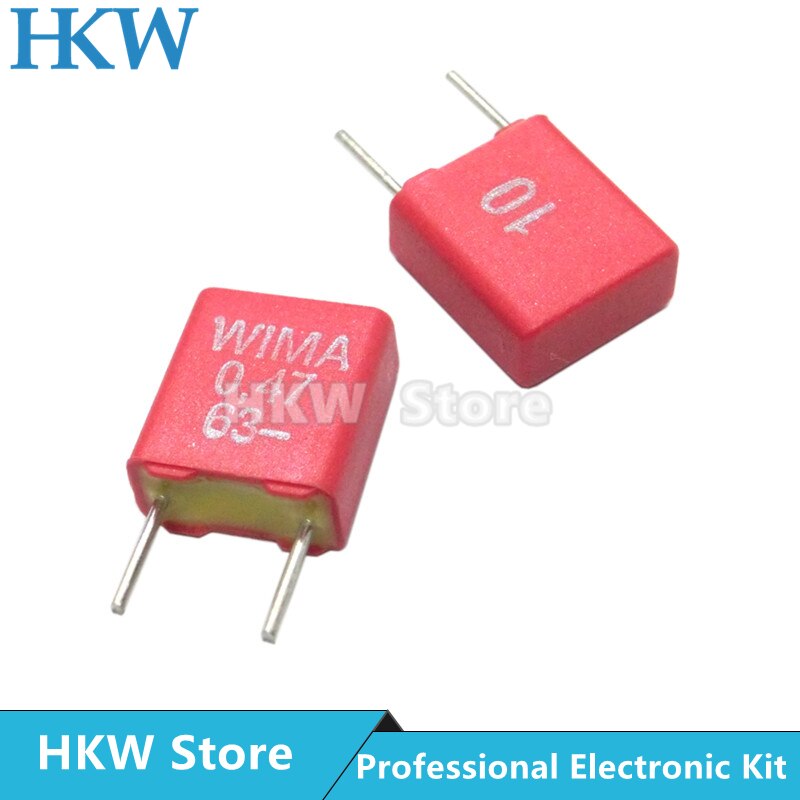 WIMA – condensateur Hi-Fi rouge MKS2, 2 pièces, 0.1UF, 1NF, 0.01UF, 1UF, 1.5UF, 10UF, 22NF, 2200PF, 0.22UF, 2.2UF, 50V, 63V, 100V, 250V, P5