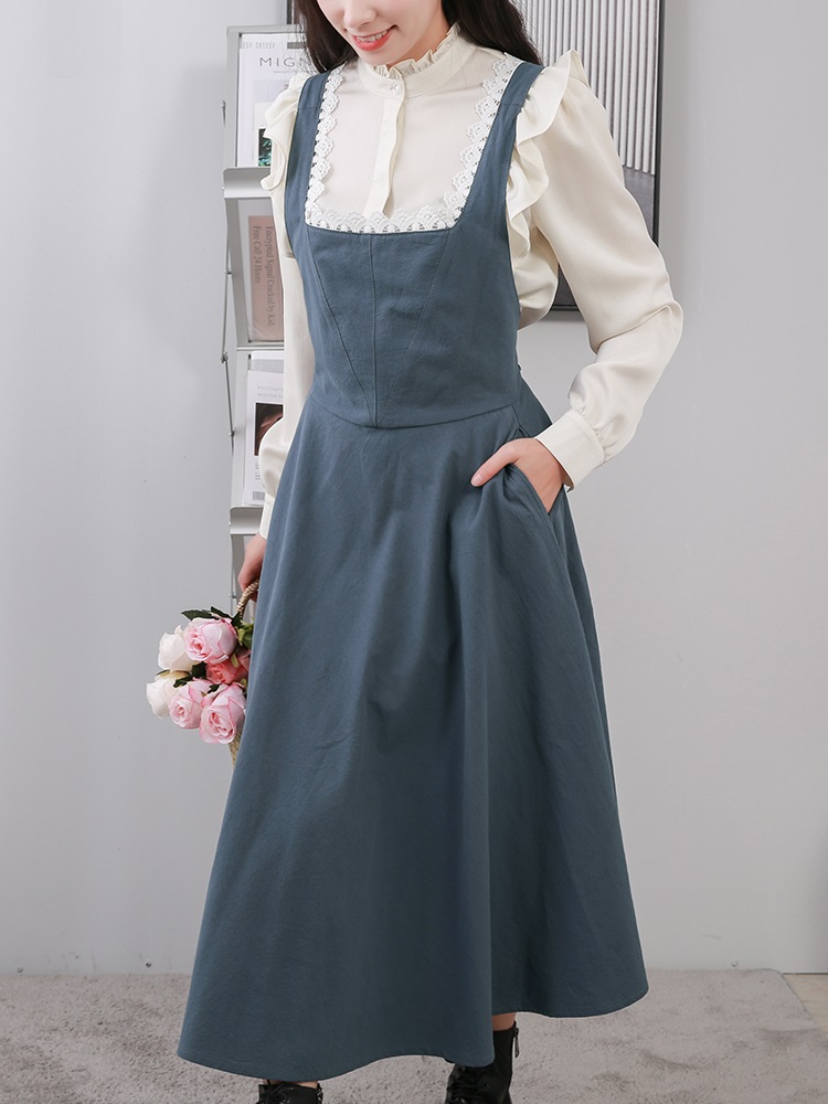 Tablier croisé en coton et lin japonais pour femmes, avec poches, robe pinapur à la avec attaches à la taille: 1