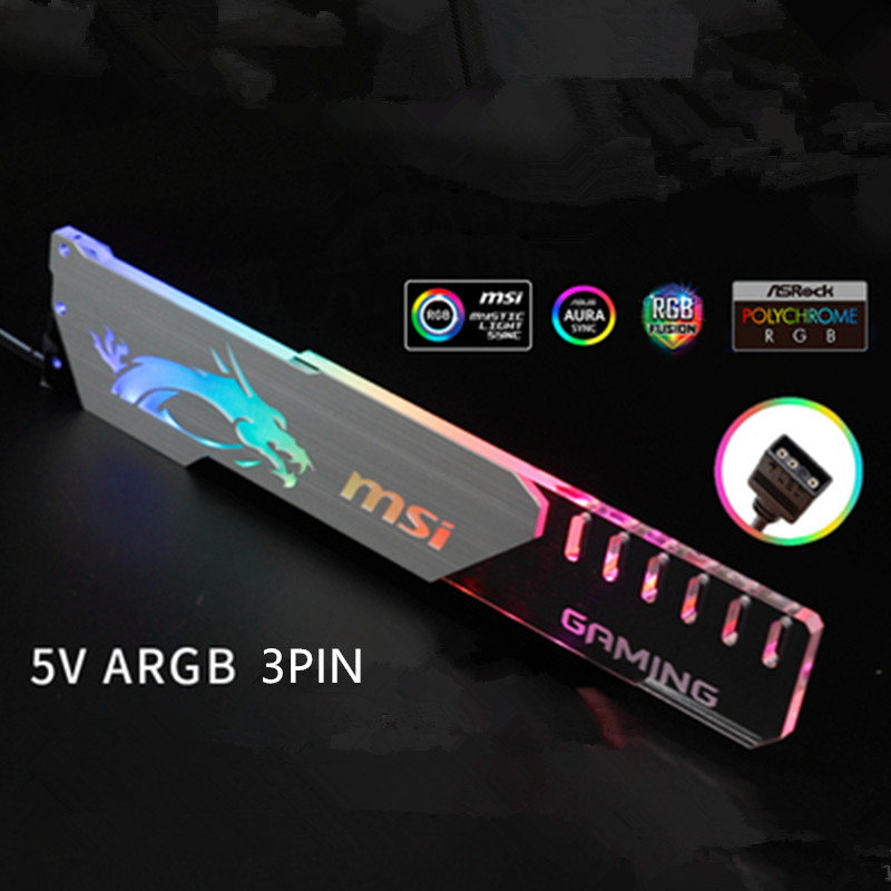 Symphony AURA graphics card bracket RGB belief lamp graphics card fixed support bracket companion computer light pollution decor: MSI 5V 3PIN