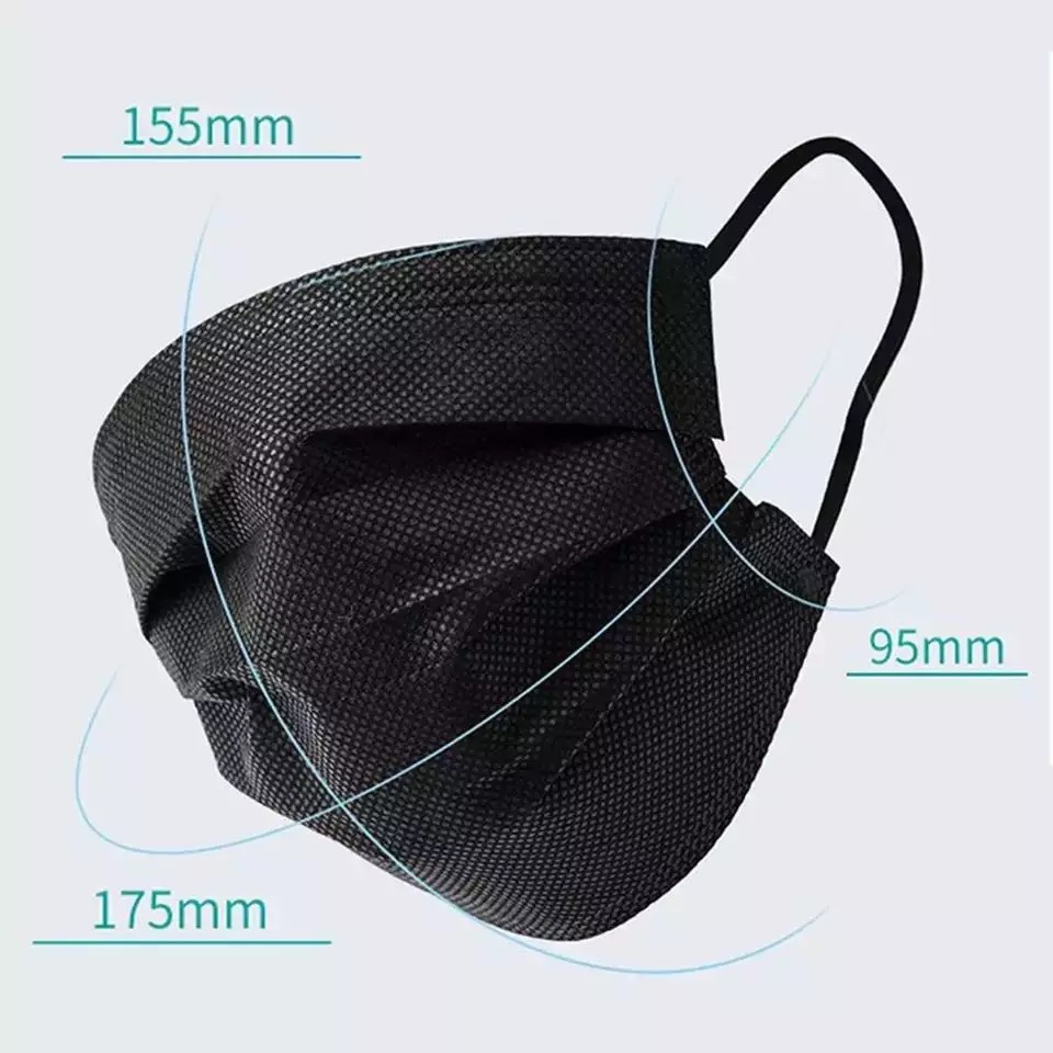 10/50 stk. maske engangs ansigtsmaske sort nonwoven 3 lag filter anti-støv åndbar beskyttende voksenmaske mundmasker på lager