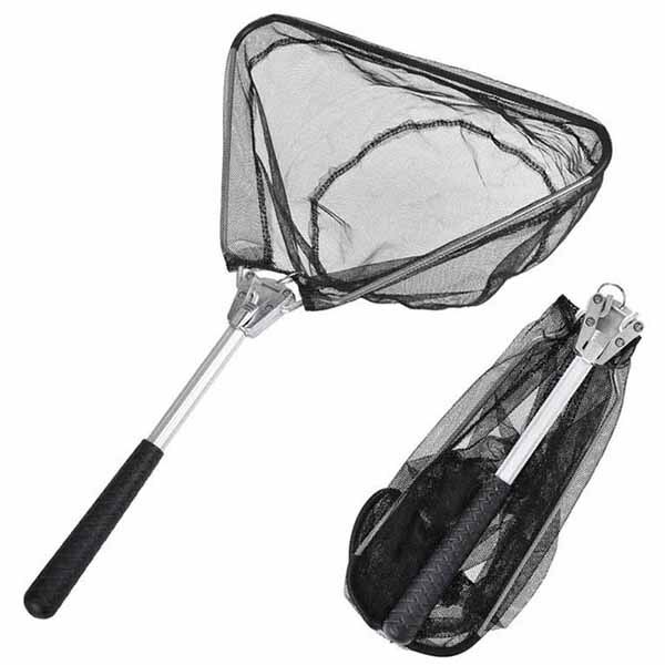 Leo 50Cm Aluminum Alloy+Nylon Handle Fishing Net Mesh Triangle Portable Outdoor Immersed Fish Net Foldable Pond Fishing Shrimp N