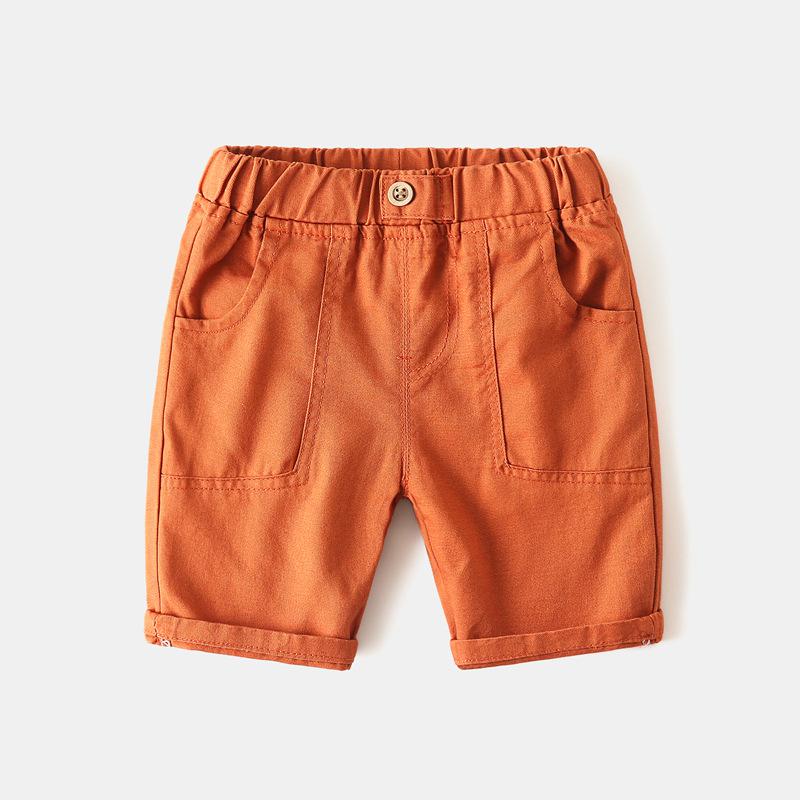 Vauvan poikien vaatteet kesälasten lyhyet housut pojan rento kiinteät ulkovaatteet pehmeä kangas puuvilla vauvan puku 2-6 y lasten poikien shortsit: Oranssi / 24m