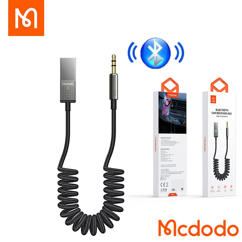 Mcdodo CA-8700 Bluetooth V5.1 Wireless USB Adapter Cable for Car 3.5mm AUX Jack Receiver: Default Title