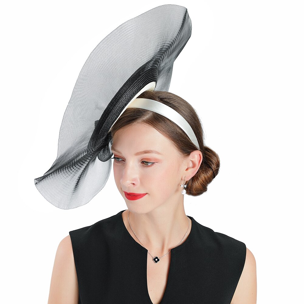 British Royal Wedding Hats Fascinators For Women Fedoras Hat White Straw Feather Bow With Veil Prom Church Cap Party Hat