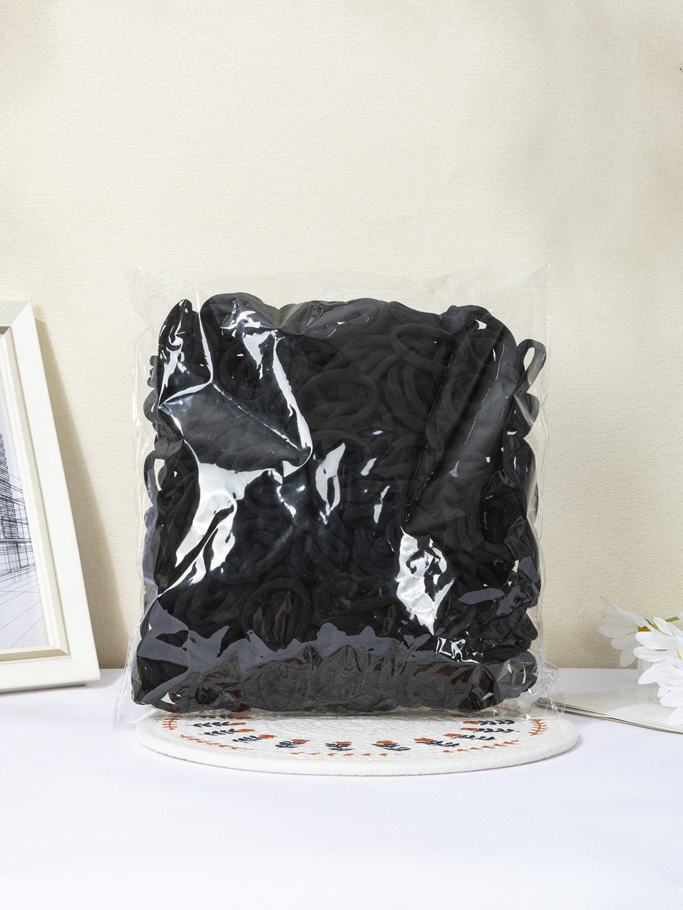 Hair Bands for Women Girls Hairband High Elastic Rubber Band Hair Ties Ponytail Holder Scrunchies Accessorie: S / black