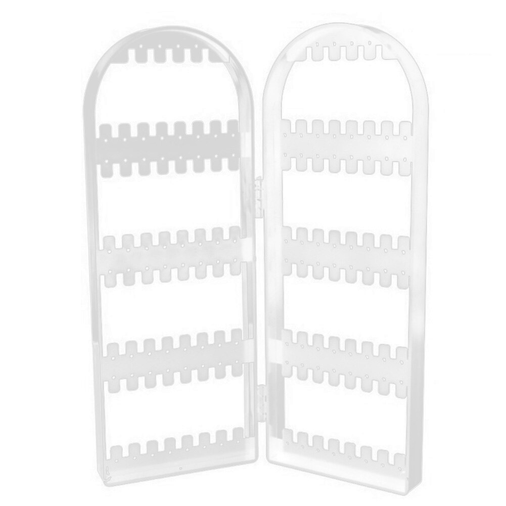 Sammenleggbart Smykkestativ - 120 Huller - Holder for Øredobber, Armbånd, Halskjeder - Plast: Hvit