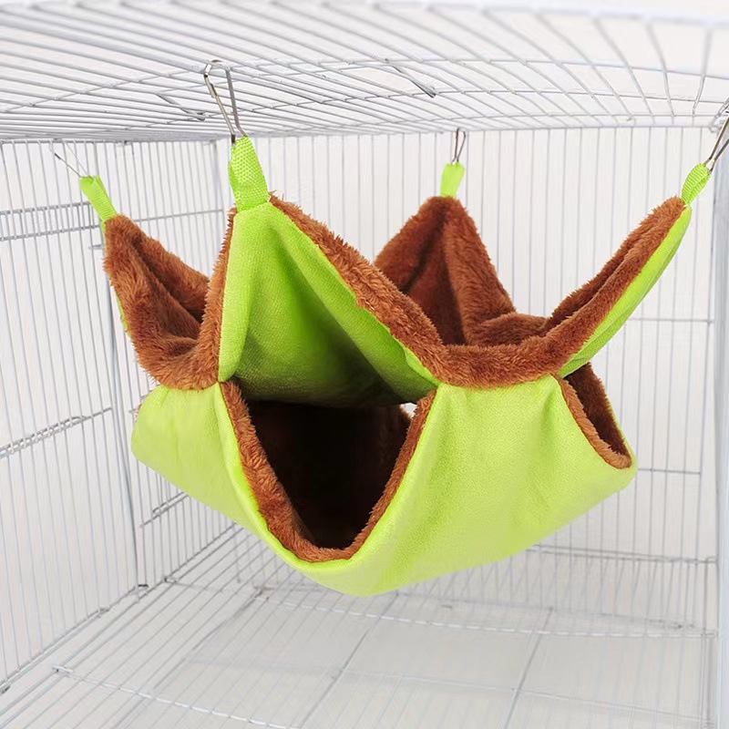 Honeybird flying squirrel warm double-layer mezzanine hammock small pet hammock hanging squirrel sleeping bag pet supplies hamst: L / Scarlet