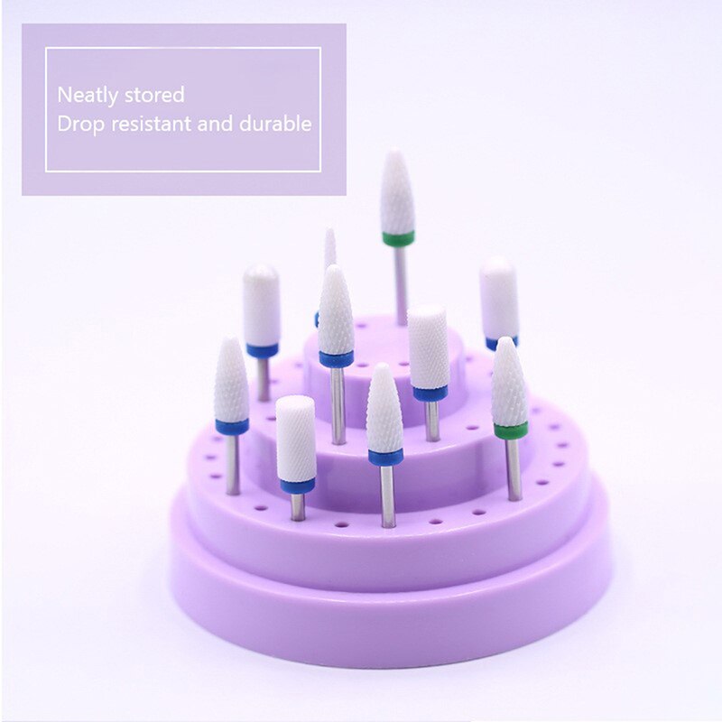 48 Holes Empty Holder Storage Box Holder Stand Display Container Manicure Accessories Acrylic Cover Tools Nail Art Drill Bits