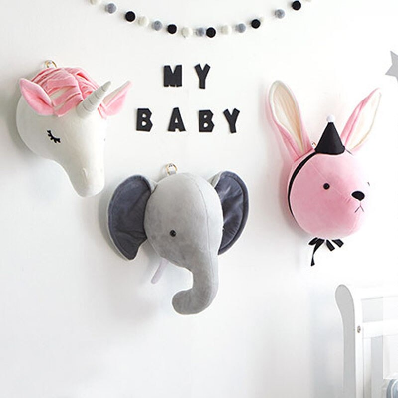 Dyr hovedbeklædning børnerum svane vægdekoration elefant kanin legetøj hoved plys dekoration baby værelse væg indretning dukke