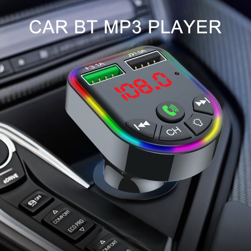 Wagen Bausatz Bluetooth 5,0 FM Sender Drahtlose Freihändige Audio- Empfänger Auto MP3 Spieler Dual USB Schnelle Ladegerät Auto Zubehör