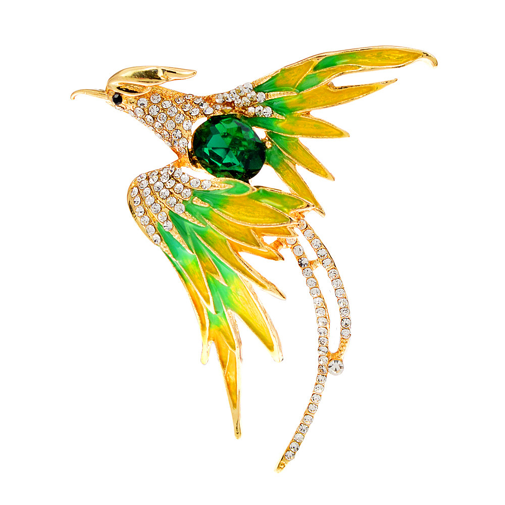 Cindy xiang 2022 emalje farverige fugl brocher rhinestone dyr pin smykker: Grøn