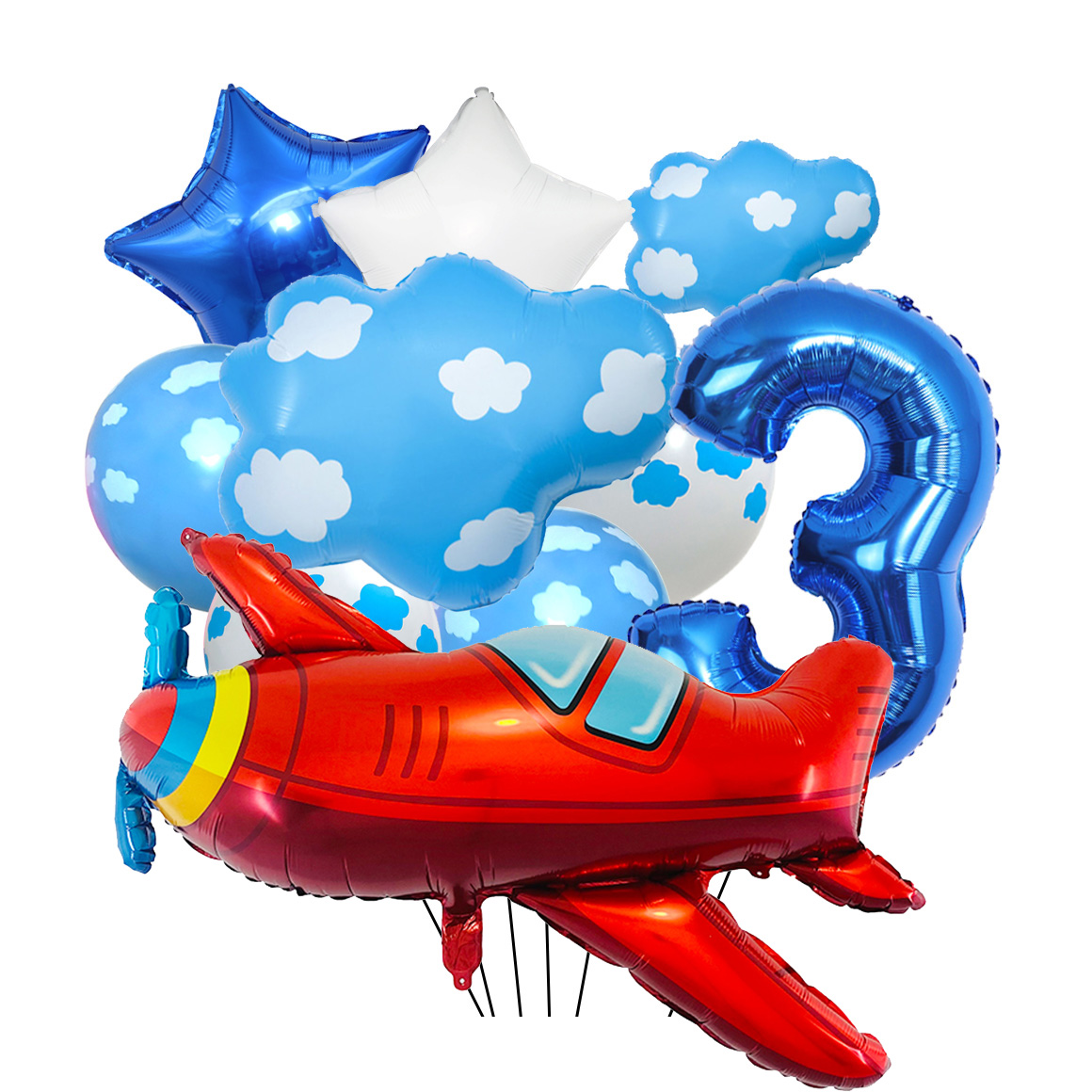 Juego de globos de avión para decoración de de cumpleaños, globo con números azules de 32 pulgadas, globo de nube, suministros para de avión: Verde oliva