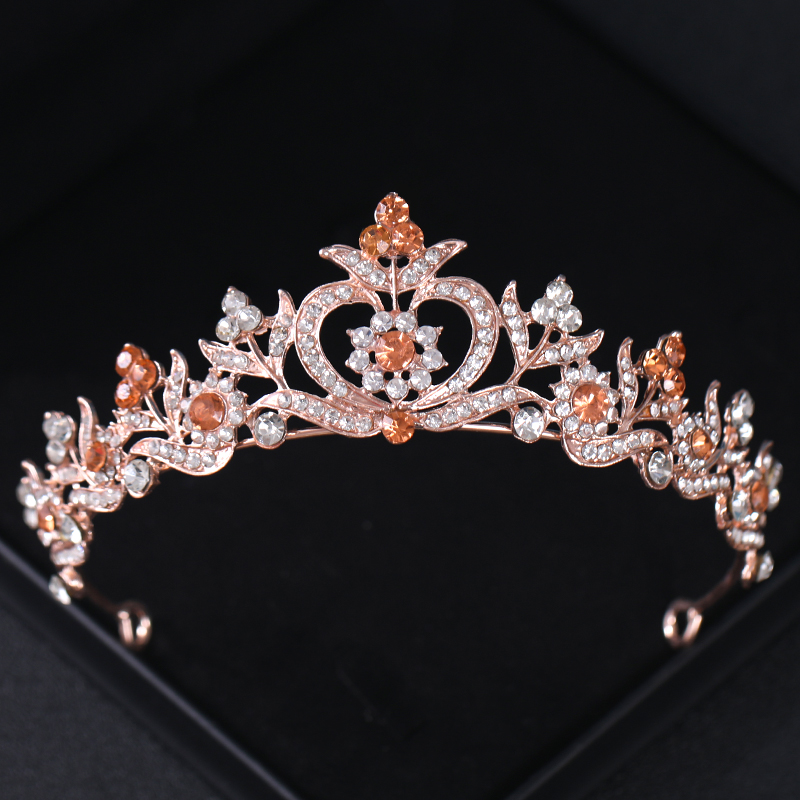 Roségouden Kristal Bruids Tiara 'S En Kronen Voor Vrouwen Bruid Strass Prom Diadeem Hoofdband Bruids Bruiloft Haaraccessoires Kroon