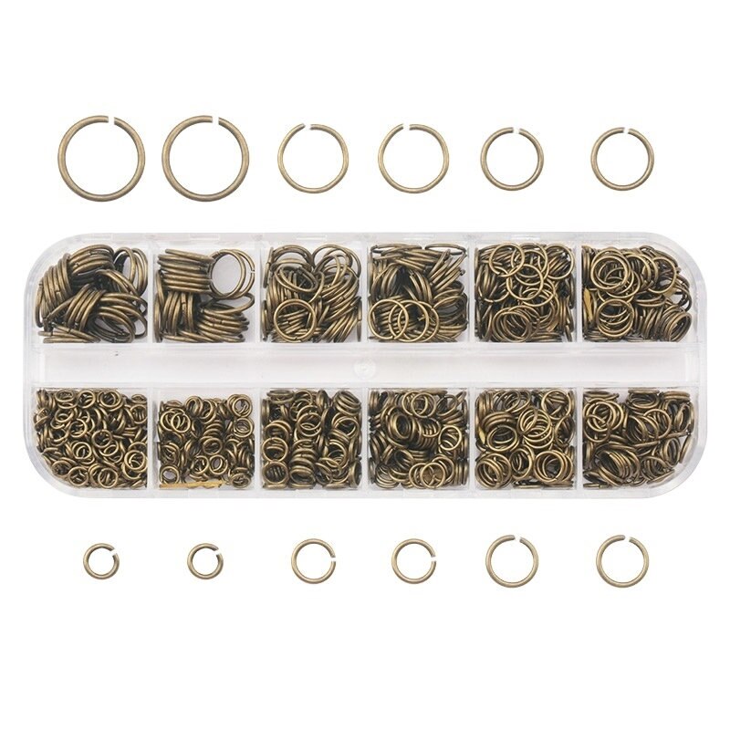 1050Pcs 0.7mm plated color Open Jump Rings Mixed 4mm 5mm 6mm 7mm 8mm 10mm iron Split Rings For DIY Jewelry Making 6 colors: Bronze