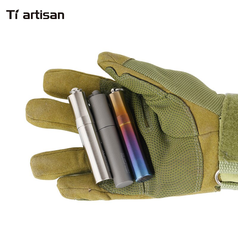 Tiartisan Pocket Toothpick Holder with Keychain Eco-Friendly Ultralight Portable Keychain Titanium Toothpick Box Pill Case