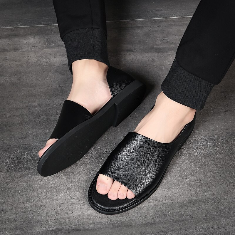 Flip flops herr man man svart sommar strand läder hem inomhus tofflor utomhus herr rutschkanor sandaler skor chanclas hombre