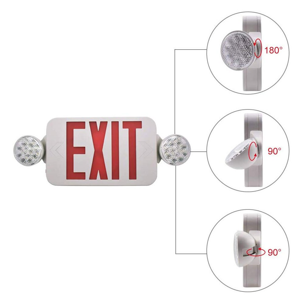 EXIT Sign with Emergency Light Red EXIT Compact Combo Hardwired High Output LED Fire Emergency Light Adjustable Tool N19