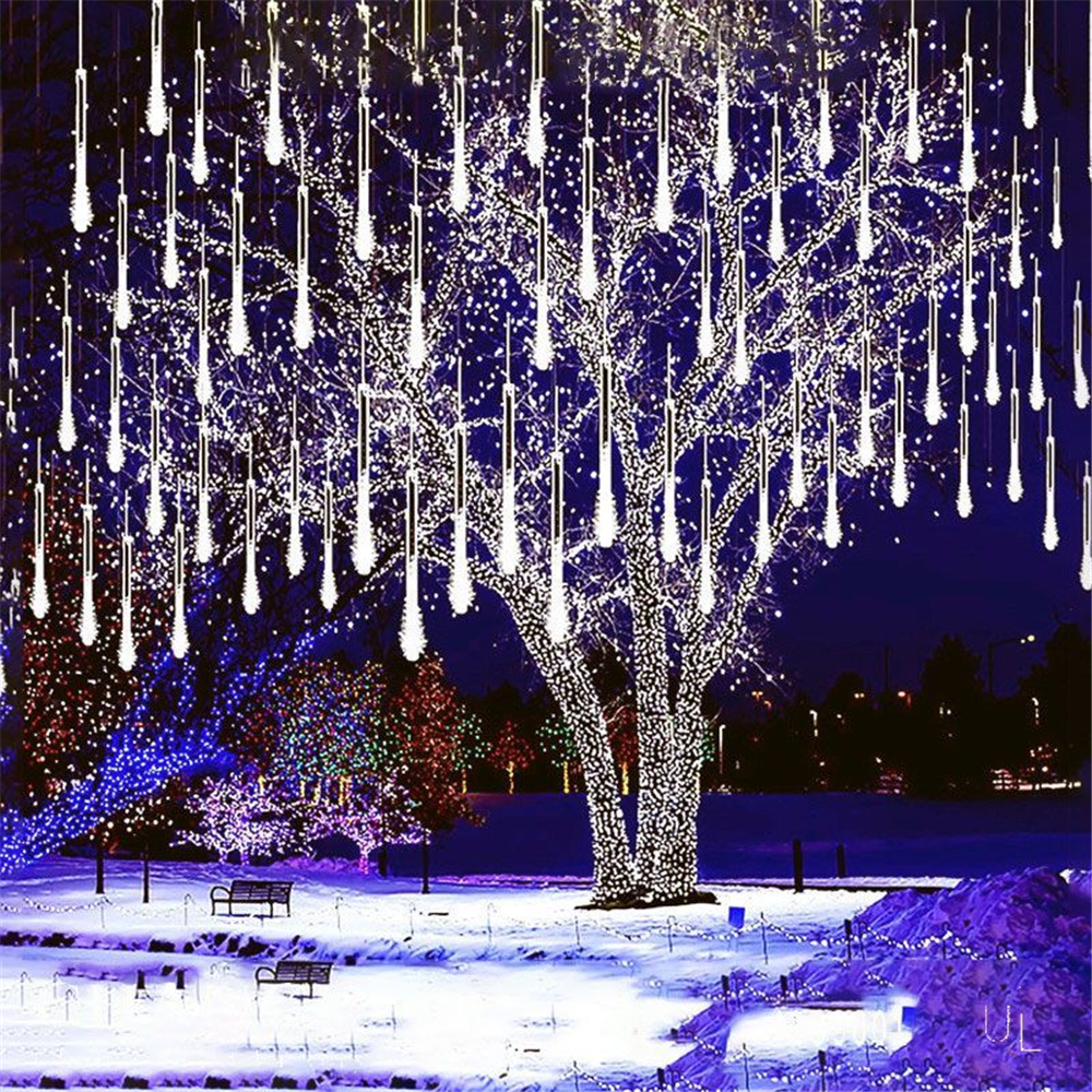8 Röhren 50 cm LED Meteorschauer Solar- LED Lichterketten draussen Gebühr Girlande Weihnachtsbaum Dekor Garten Terrasse Straßenlaternen