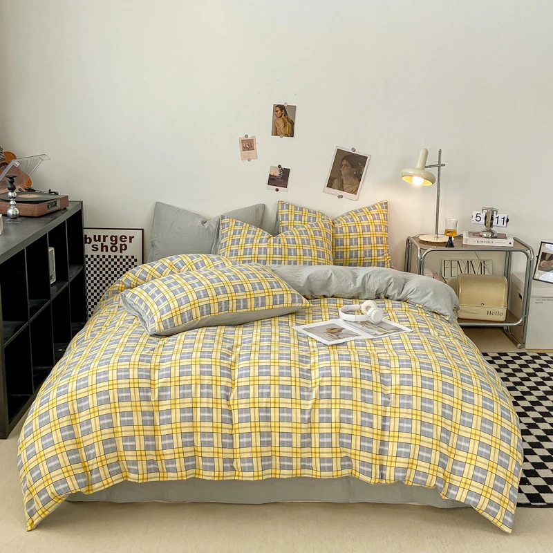 Housse de couette respectueuse de la peau, 4 pièces, housse de couette de Style écossais, housse de lit Double face, Wojельное белье, housse de couette pour la maison