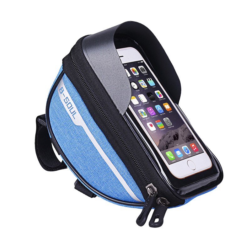 Fiets Frame Voor Tas Mtb Road Fietsen Opbergzakken Fietstas Waterdichte Touch Screen Telefoon Houders Case Fiets Accessoires: Blue