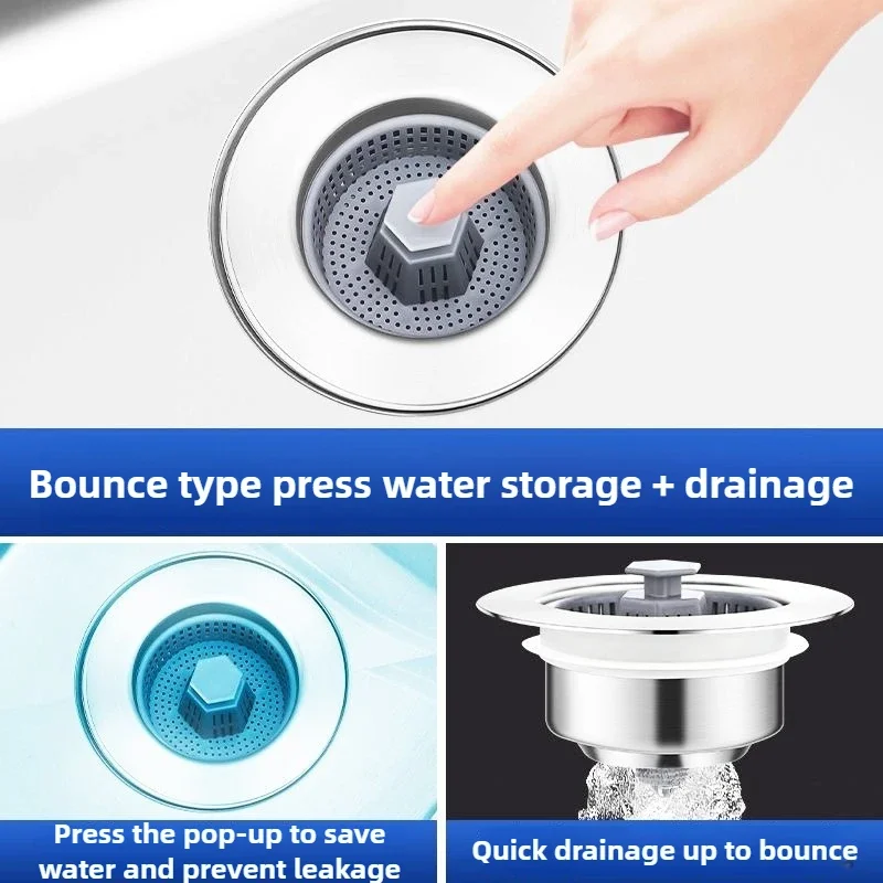 Aanrecht Bounce Core ABS Anti Verstopping Afvoer Perstype Groentebak Gootsteenafvoer Insecten- en geurbestendig Universeel
