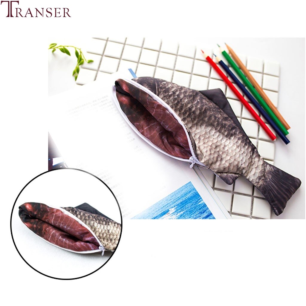 Transer pencil case Fish Shape Pen Bags Zipper Cloth Pencils Bags Pouch School Supplies Stationery Box #4Z