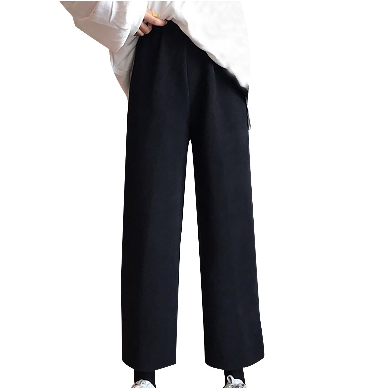 Pantalon Habillé Femme Cider - Noir, Taille Haute, Jambes Larges, Zip - NEUF