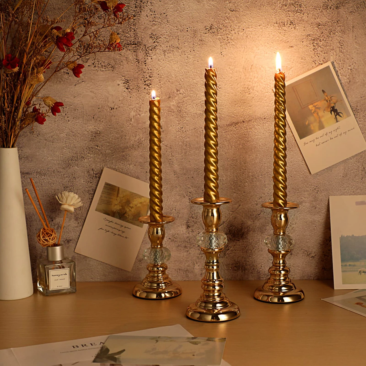 Portavelas cónico Vintage de Metal, candelabro decorativo, soporte para velas de cristal, portavelas cónico para boda, en casa