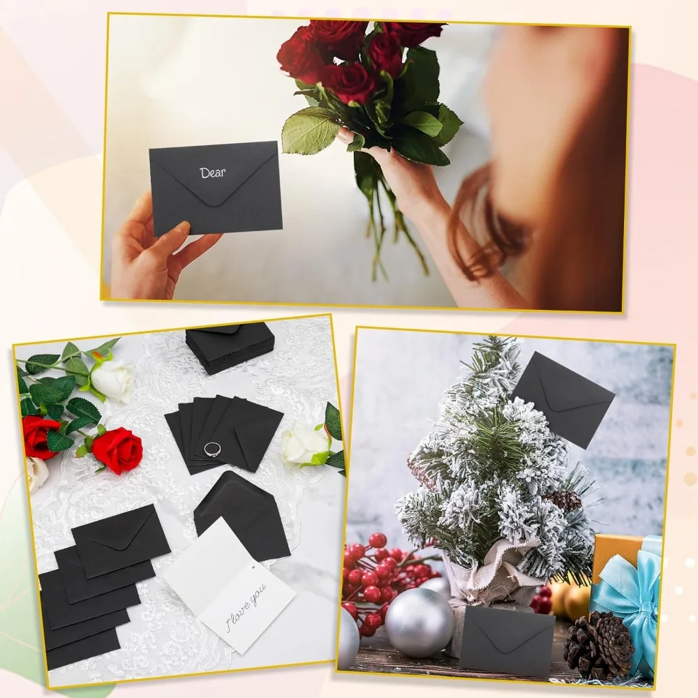Klasyczne Białe Czarne Kraftowe Puste mini Koperty Papierowe z Okienkiem Koperta na Zaproszenia Ślubne Koperta na Prezenty