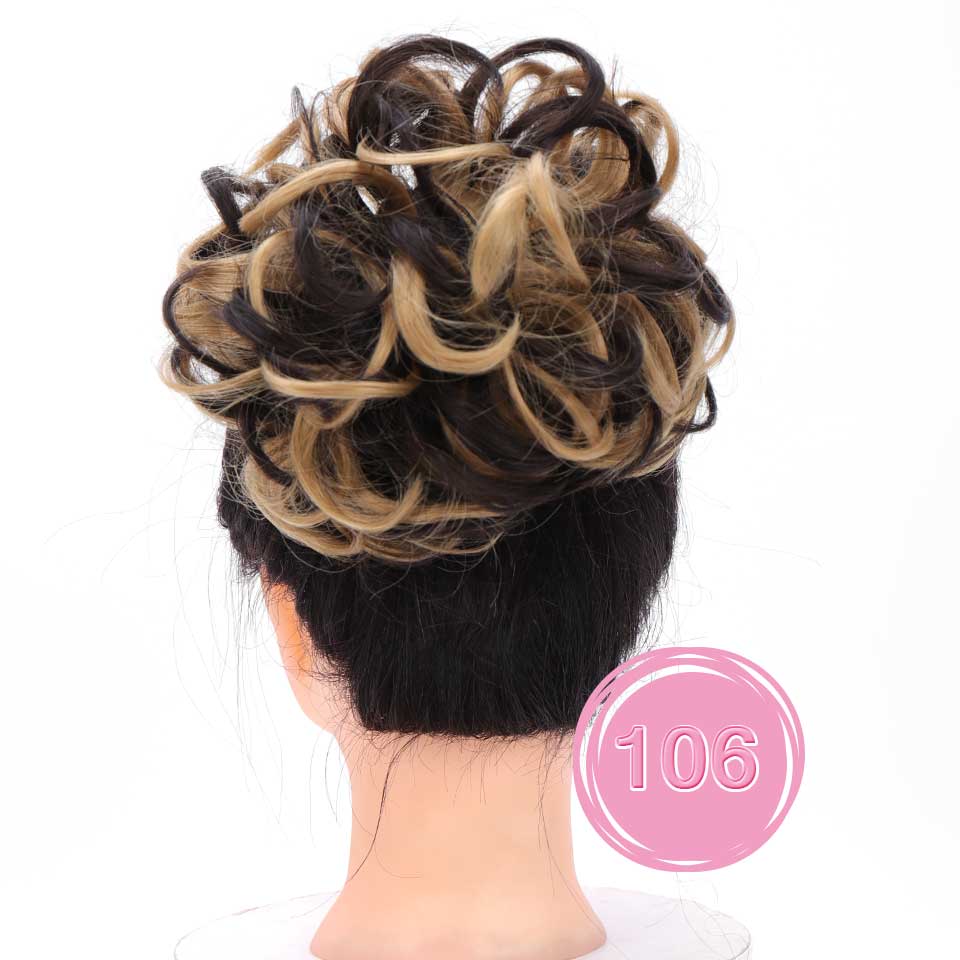 WTB-moño rizado corto para mujer, moño sintético resistente al calor con banda de goma, extensión de cabello, Donut: T27 / 30 / 4