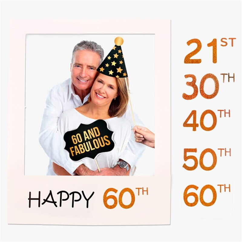 1PC Happy 30th 40th 60th Photo Booth Frame Baby shower Photobooth Props Kids 1st Birthday Party Decoration Photo Booth decor