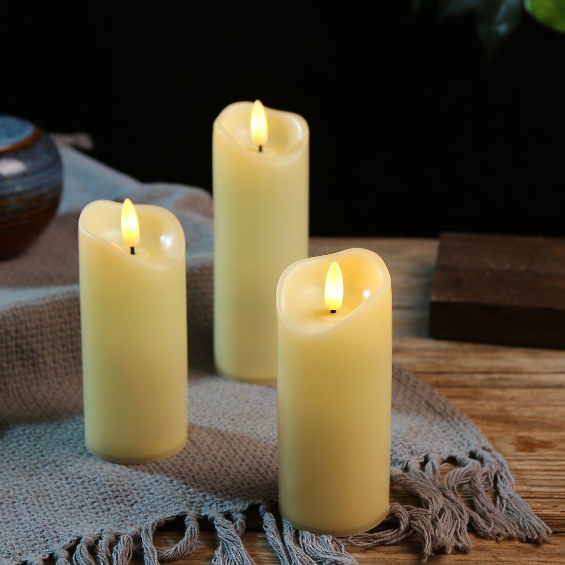 Velas de plástico con Control remoto para año , luz LED tipo vela sin llama con función de sincronización, decoración para el hogar y de San Valentín