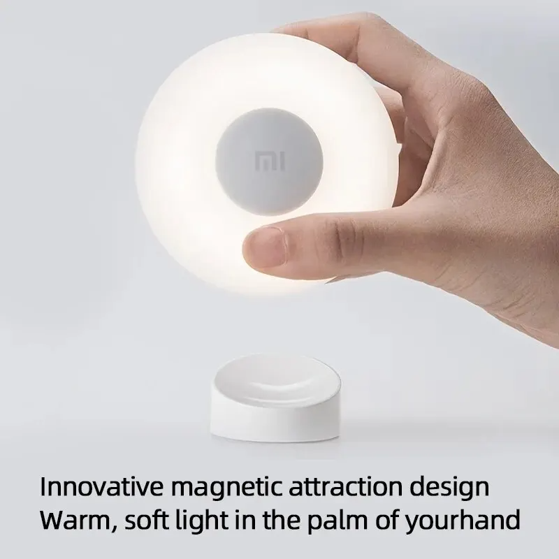 Original Xiaomi Mijia Led luz nocturna de inducción 2 lámpara brillo ajustable Sensor de cuerpo humano inteligente infrarrojo con Base magnética