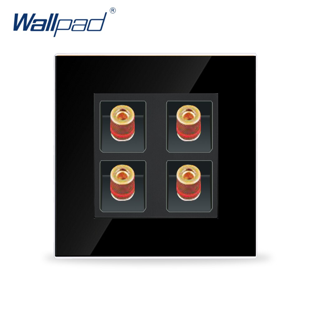 4 Audio Stopcontact Crystal Gold Glass Panel Wallpad 4 Audio Poorten 86 Mm * 86 Mm