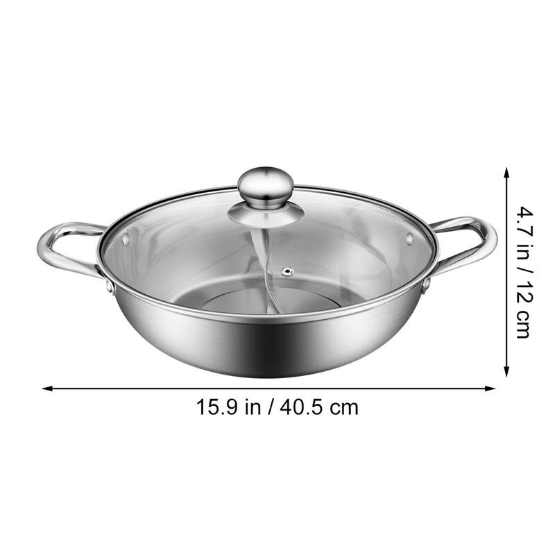 BESTONZON-ollas de cocina antiadherentes de doble cara, multifuncionales, Yin Yang, con tapa de vidrio, utensilios de cocina para restaurante y hogar, 1 unidad