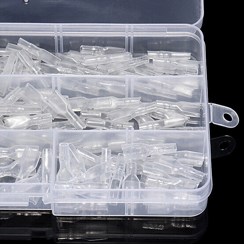 270pcs Female Male Cable Lugs Electric Wire Flat Insulated Wire Cable Connectors Crimp Terminals Set Kit Assortment