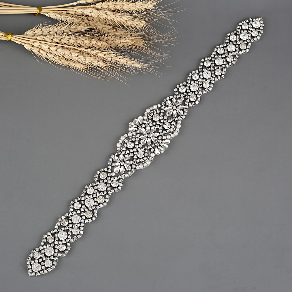 Zms 161c bryllupsbælte rhinestone sølv skærf brudekjoler bæltetilbehør håndlavet rhinestone bælte til aftenfest