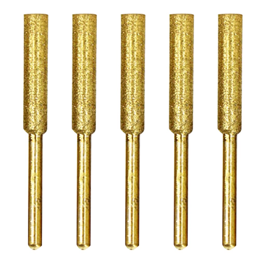 5Pcs Diamond Coated Cylindrical Burr Chainsaw Sharpener Stone File Chainsaw Sharpening Carving Sharpening Grinding Tools